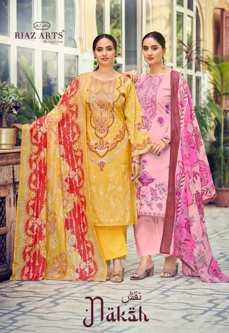 Naksh By Riaz Arts Cambric Cotton Printed Dress Material Suppliers In India